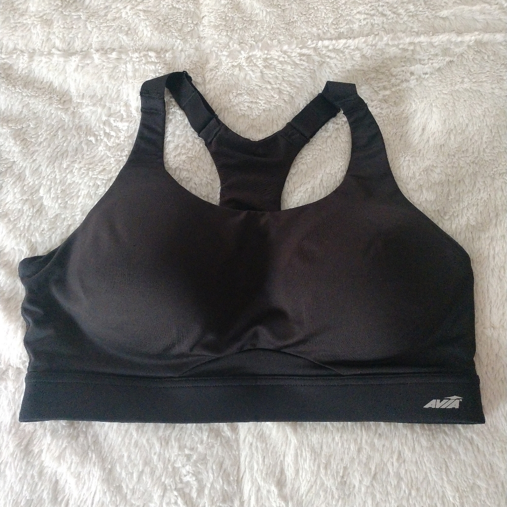 Black fitted sports bra, size 38D